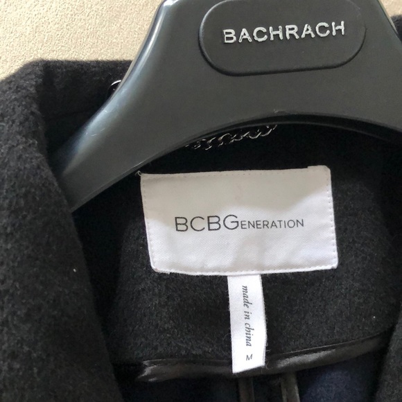 BCBG Navy Blue with Black Collar Wrap Coat. New! - Picture 4 of 6